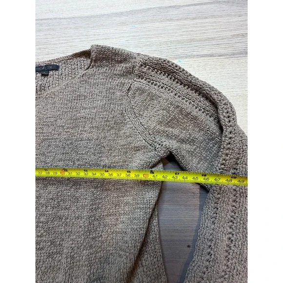 Rachel Zoe Sweater Women Large Tan Beige Cotton Blend Knit Long Sleeve Crew Neck - Picture 3 of 7